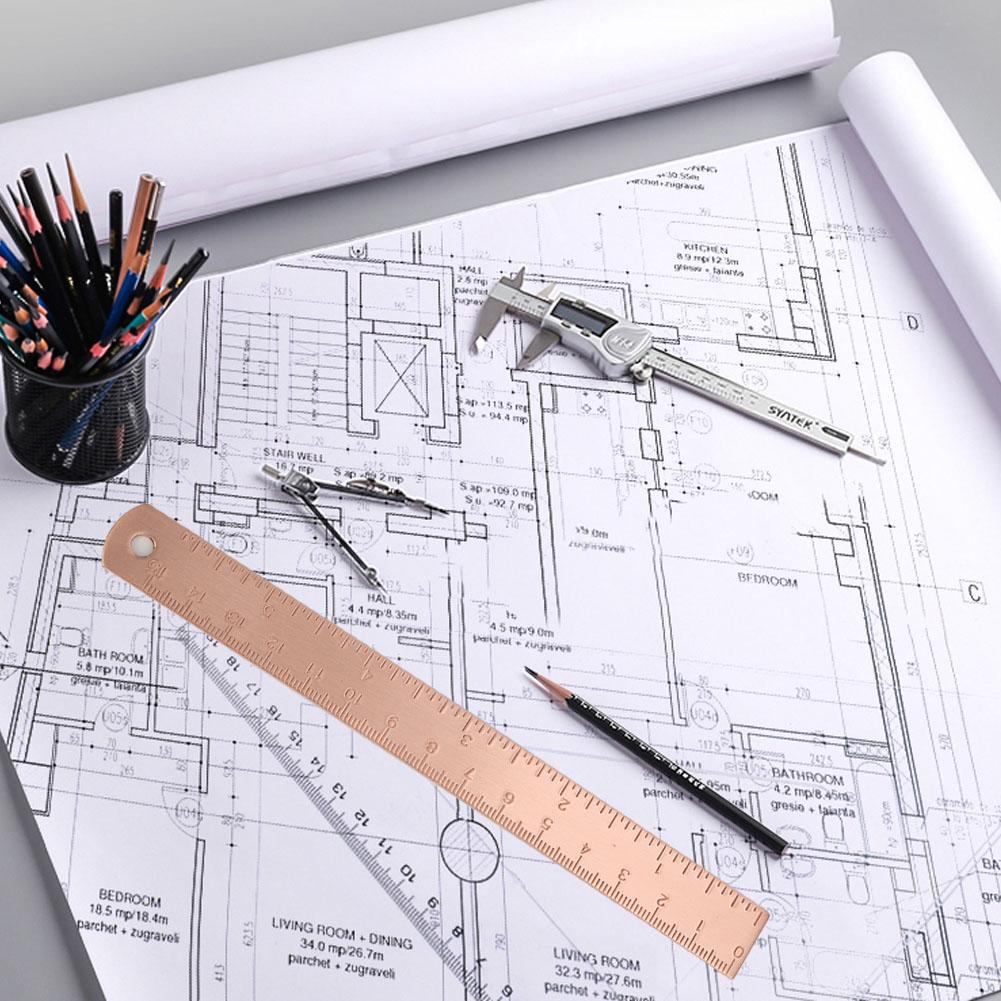 Thickened Copper Straight Ruler 0~150mm Mini Copper Ruler Drawing AccessoryCopper 15cm Scale 1.5mm