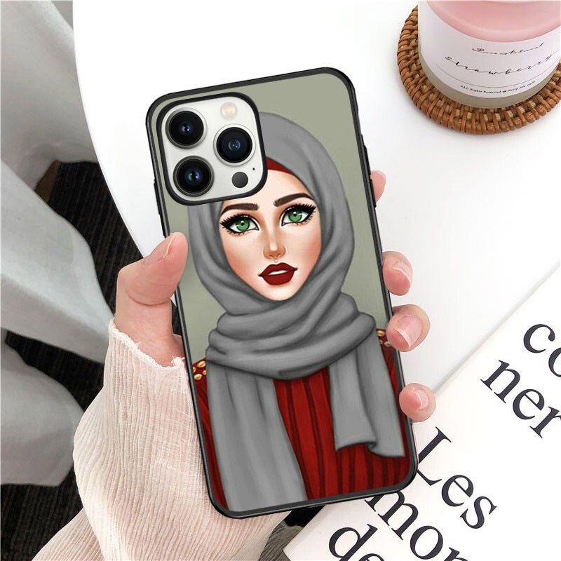 Hijab Girl Muslim Islamic Gril Eyes Arabic Phone Cover For Iphone 14pro 11pro 12 13pro Max 5s 6s Xs 7 8plus SE Xr 12mini Coque
