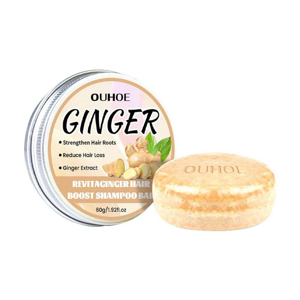 OUHOE Ginger Hair Growth Shampoo Bar, Hair Prevention Oil Control Herb Shampoo Bar 60g