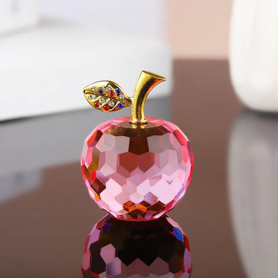 Стеклянные яблоки, фигурка, искусственный хрустальный фрукт, украшение, коллекционные полупрозрачные яблоки, украшение для домашнего офиса, приборной панели автомобиля