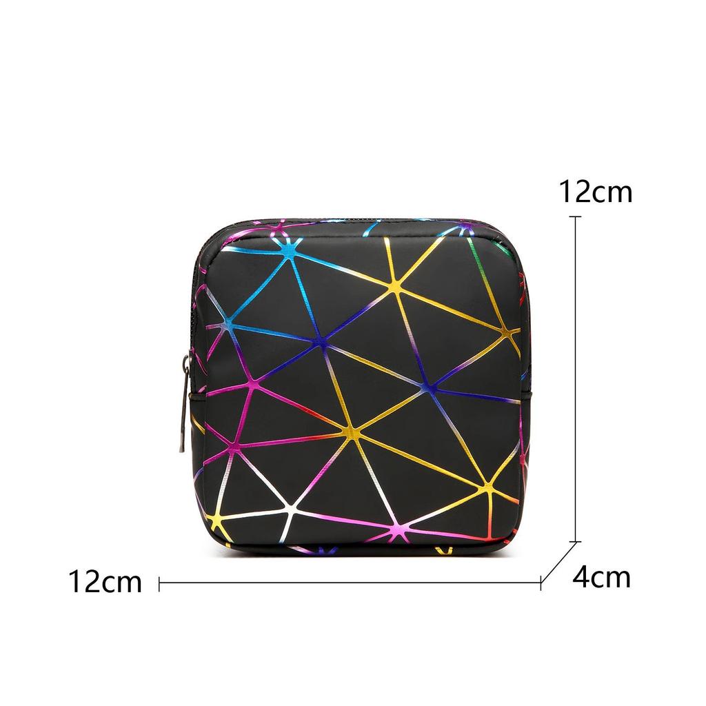 ПУ Многоцелевая сумка для гигиенических прокладок с ромбовидным узором: Портативная менструальная прокладка, помада и кошелек для монет для девочек