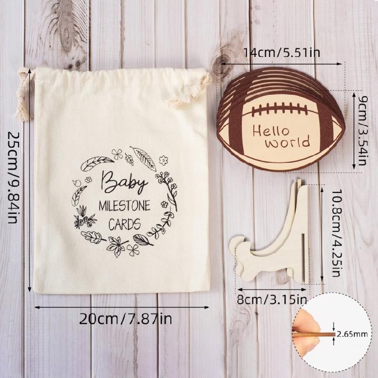 Football Theme Baby Monthly Milestones Marker Card Infant Commemorative Calendar Card Record Growth Photography Props