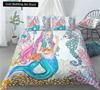 Пододеяльник с изображением мультяшной русалочки, принцессы, короля и королевы, красивый комплект постельного белья с принтом русалки, детский комплект из 2/3 предметов, полиэстер, пододеяльник
