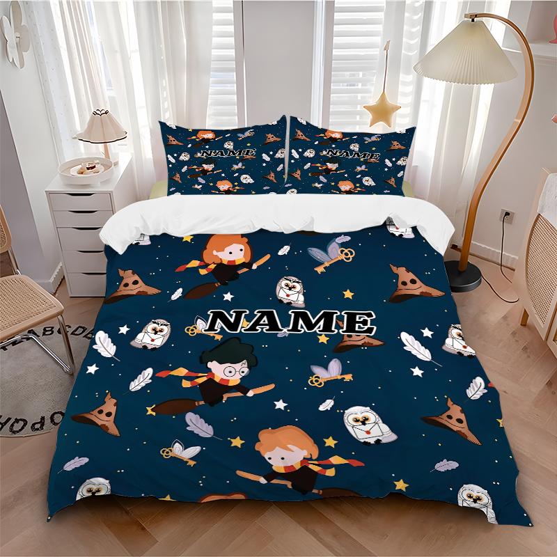 Custom Textile Hogwarts Magic Bedding 3 Piece Set HD Print Duvet Cover Pillowcases for Teens Adult Bedroom Decoration