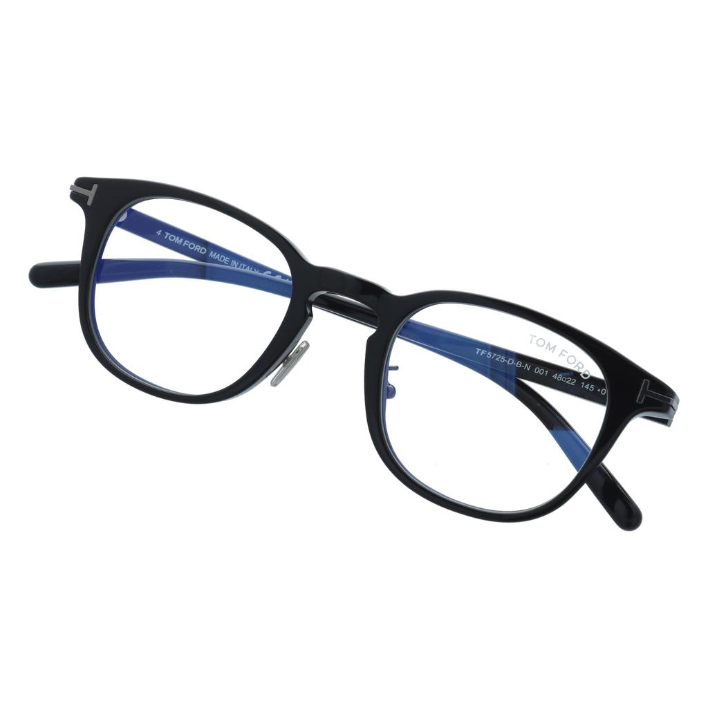 Tom Ford Noir Collection Eyeglass Asian Size Unisex for Men and Wellington-style Frames, Fit, FT5725-D-B-N 001, 48, Women.
