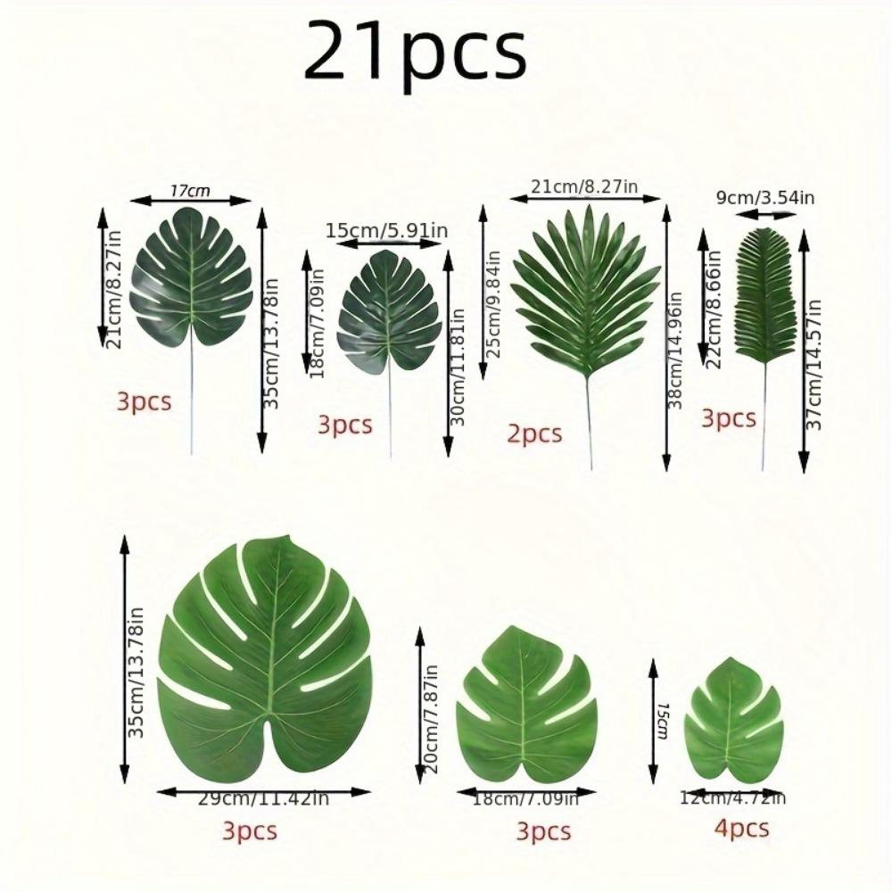 Искусственные пальмовые листья 5-8 видов, большие и маленькие, зеленые, искусственные пальмовые листья со стеблями для сафари, джунглей, гавайских луау, декора стола для вечеринки, свадьбы, дня рождения