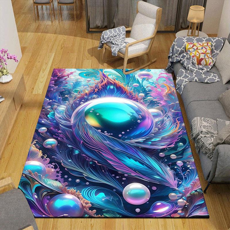 1pc Gemstone Pearl Design Area Rug - Soft, Anti-Slip, and Durable Gaming Room Decor for Bedroom