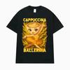Ballerina Capuchino Cute Coffee T Shirt Italian Brainrot Funny Meme Tee Shirt Men's Women Vintage High Quality Oversized T-shirt