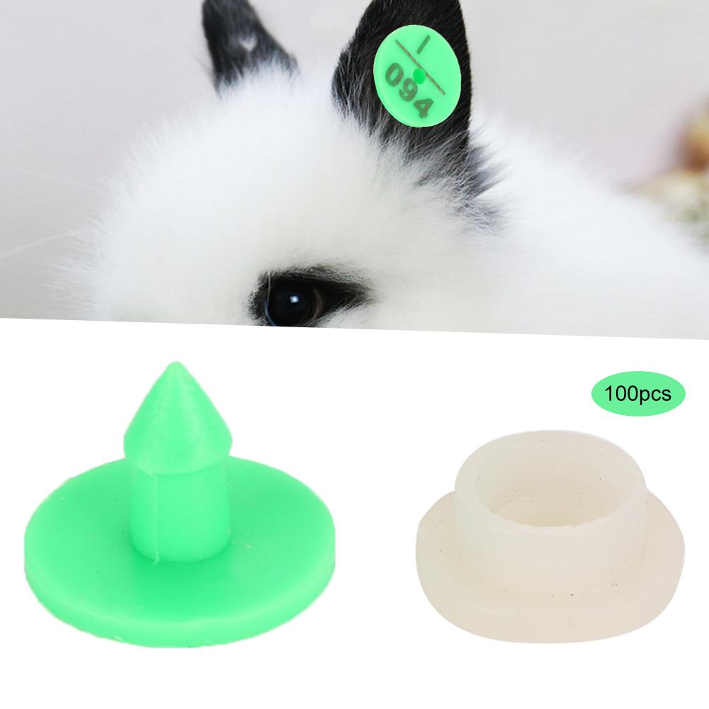 100pcs 0.7in Ear Tag Signs Marker Livestock Supplies for Rabbit Fox Mink Number Animal IdentificationGreen