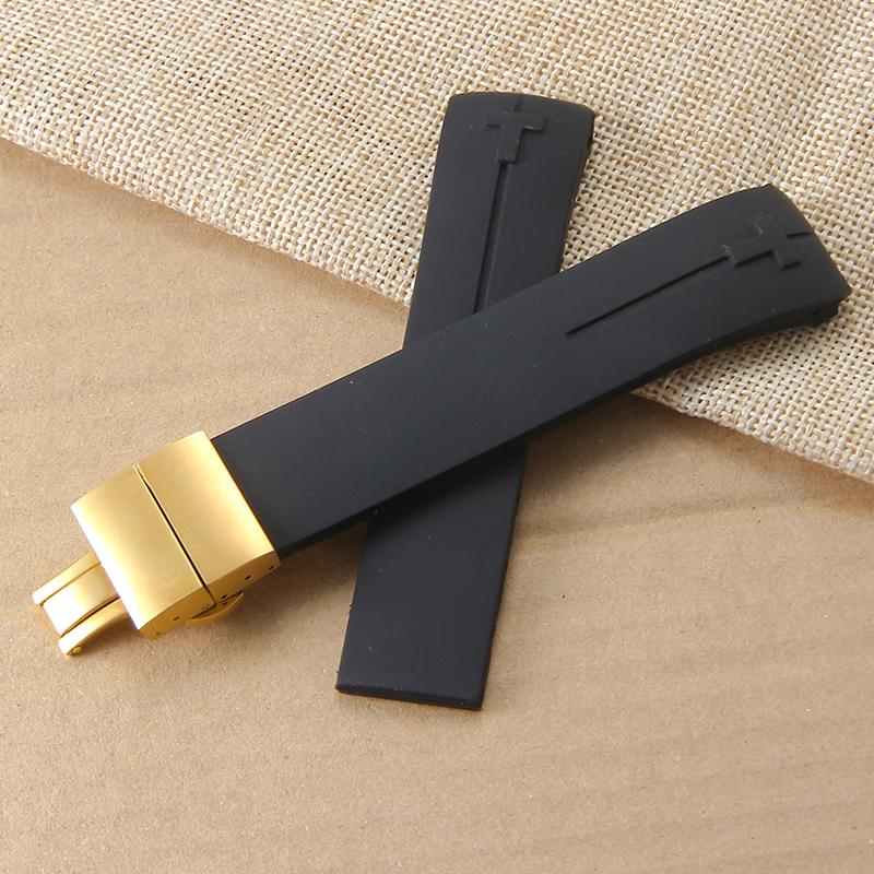 Нескользящий Высокоэластичный для Tissot T-Touch 21 20 мм Черно-Оранжевый T047 T013 T33 Специальный Интерфейс Антивозрастной Силиконовый Ремешок для Часов