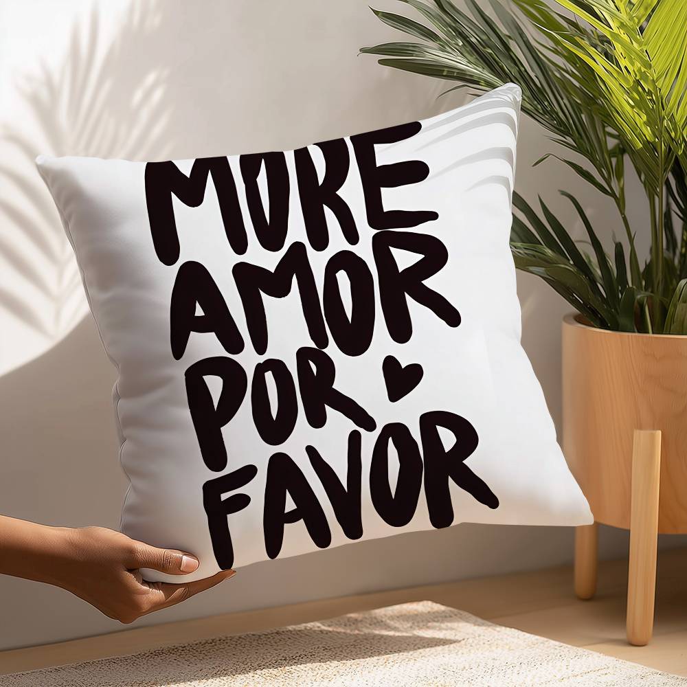 Максималистская Подушка с Цитатами 'More Amor Por Favor' Декоративная для Дивана Дома Двусторонняя Печать Короткий Плюш Чехол для Подушки