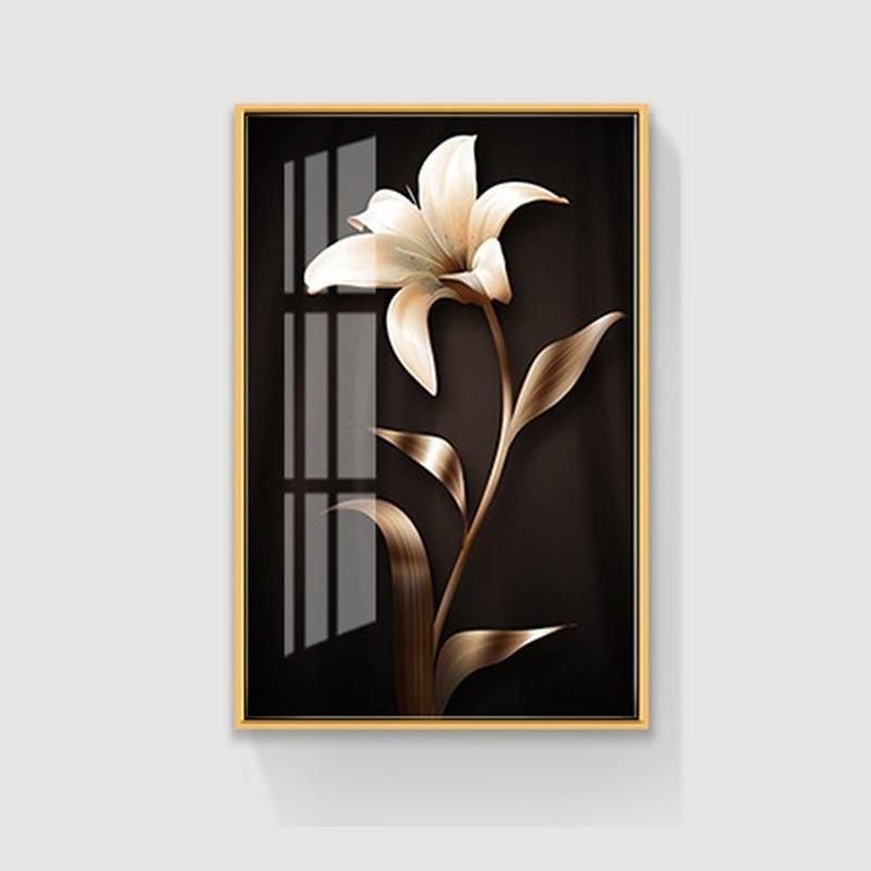 Abstract Black Golden Flower Luxury Poster Nordic Art Plant Leaf Canvas Painting Modern Wall Picture for Living Room Decor