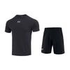 Crew Neck Pullover Short Sleeve Top And Elastic Shorts Casual Sports Set Men Sets Black 23500511-001+22500214-001