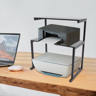 3-ярусная подставка для принтера, большой черный настольный органайзер, полка-стеллаж для хранения для дома, офиса, общежития, факса, книг, принадлежностей