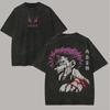 Jujutsu Kaisen Сукуна Футболка Мужская Кислотная Стирка Оверсайз Уличная Одежда Аниме Фиолетовые Волосы Кровавый Рёмен Хлопок Винтажная Графическая Футболка