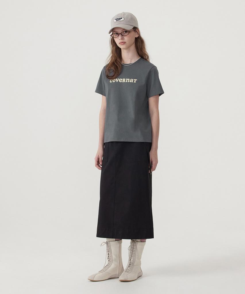 COVERNAT WOMAN Cool Cotton Copper Logo T-Shirt Charcoal