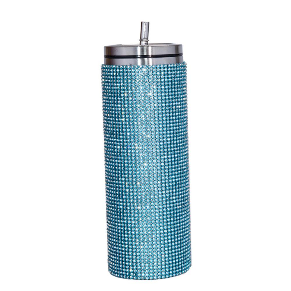 Bling Rhinestone Thermos Bottles Leopard Print Stainless Steel Water Bottle  Outdoor Activities