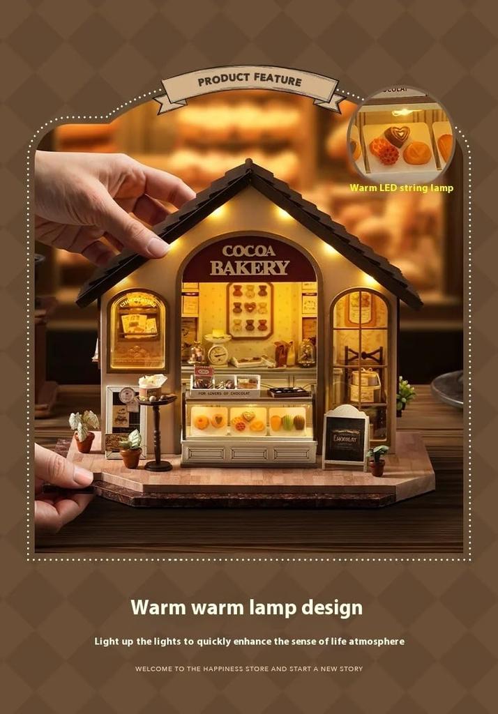 (t-FREAK) Dollhouse DIY Kit Set Miniature, English Instructions, HAPPINESS STORE (DA-005 LEISURELY BAKERY)
