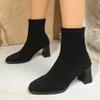 High Heels Women Ankle Boots Winter Fashion Suede Heeled Boots New Square Toe Elegant Women's Ankle Boots
