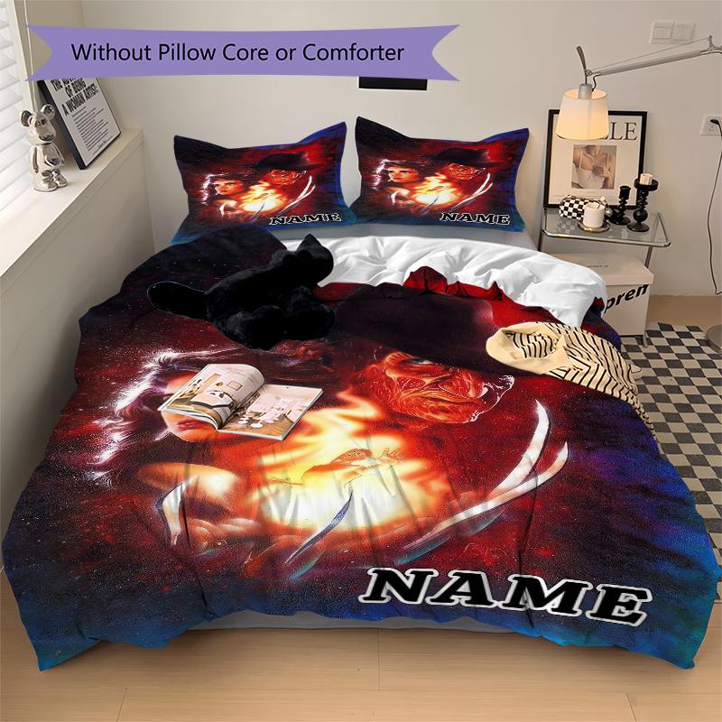 Custom Textile Nightmare Icon Bedding 3 Piece Set HD Print Duvet Cover Pillowcases for Teens Adult Bedroom Decoration