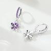 925 Silver Purple Flower Drop Earrings Women Earrings Charm Fashion Versatile Party Jewelry Gifts