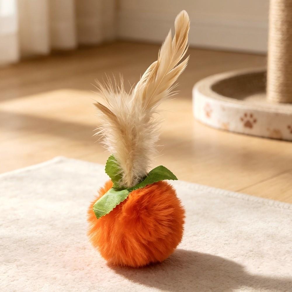 With Feather Cat Toy Persimmon-Shaped Interactive Chasing Pet Toy Portable Pet Toy Cats Kittens