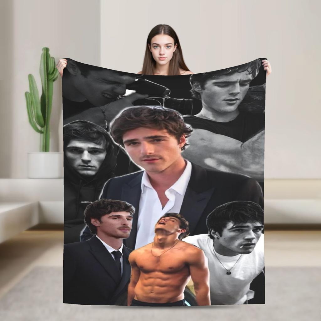 Jacob Elordi Actor Photo Collage Soft Warm Blankets Office Plush Throw Blanket Home Decor Flannel Bedspread Sofa Bed Cover