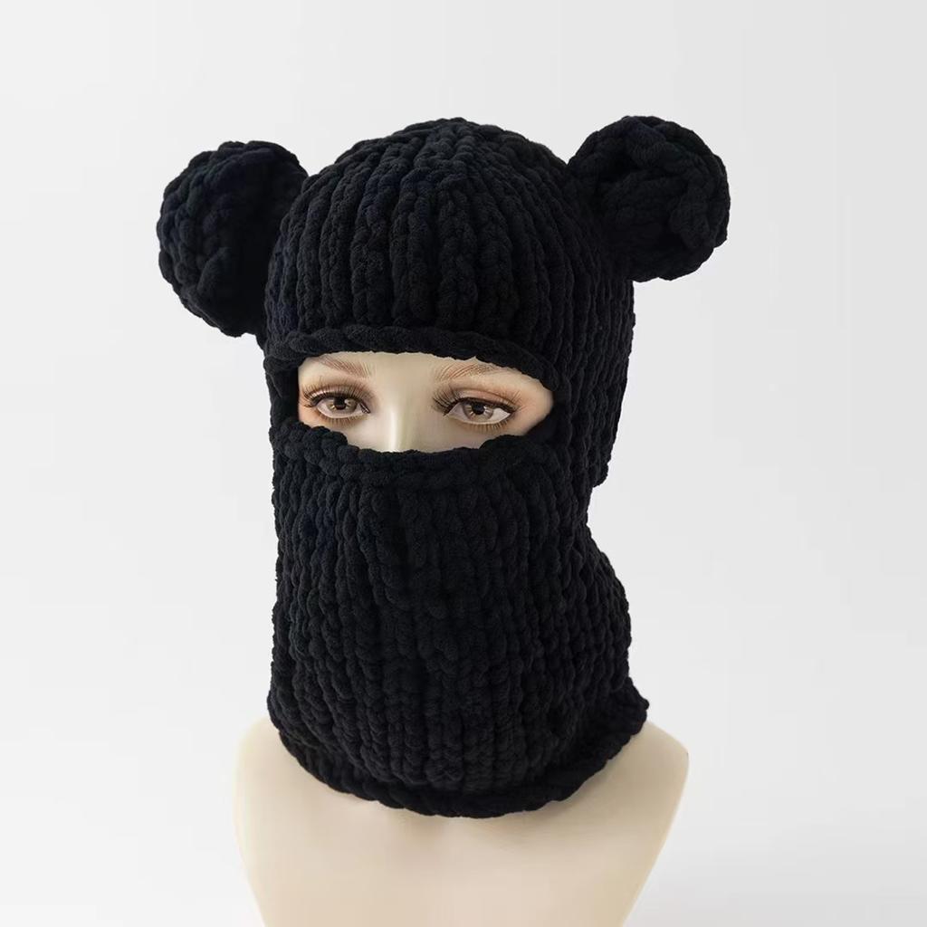 2020Fashion Womens Knit Full Face Ski Mask Crochet Balaclava Winter Warm Kawaii Cute Bunny Ears Knitted Balaclava Face Cover Mask