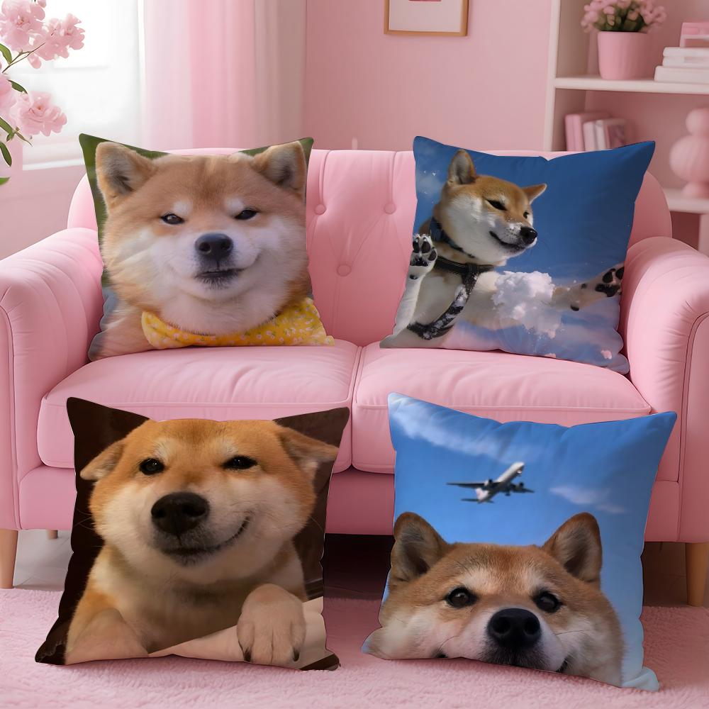 Adorable Japanese Animal Dog Art Cute Shiba Inu Cushion Cover Pillow Case Soft Skin Friendly Fabric Concealed Zipper