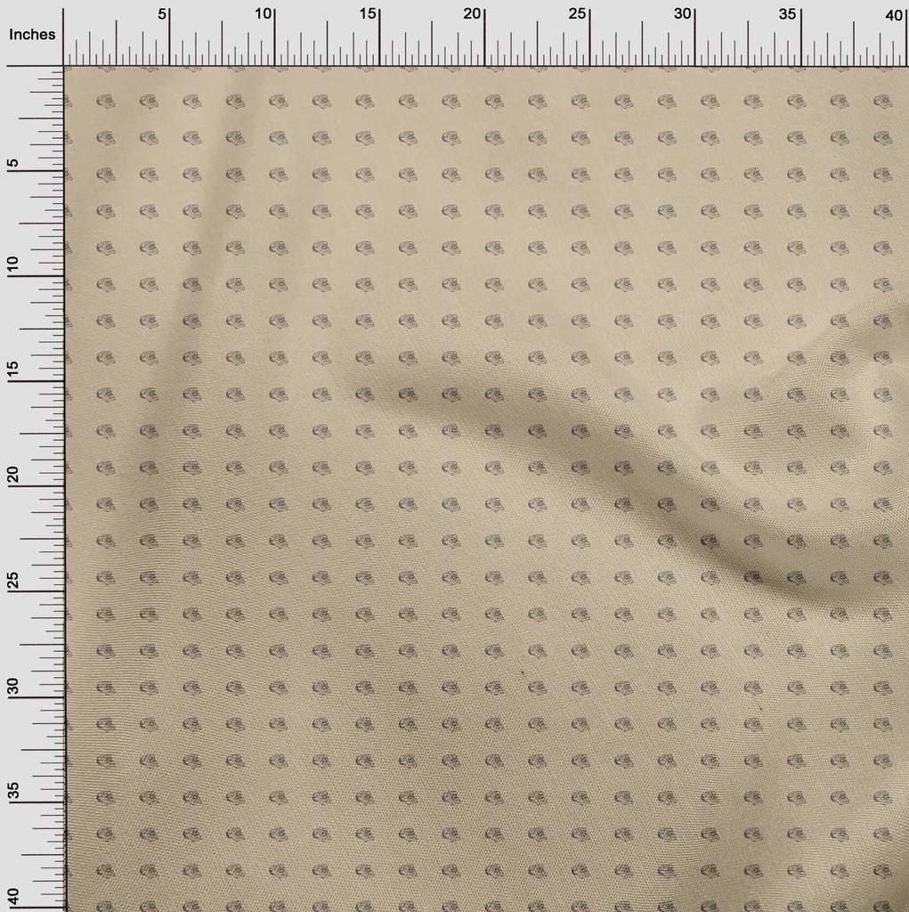 oneOone Хлопок Flex светло-бежевая ткань ретро телефон платье материал ткань принт ткань по ярдам 40 дюймов