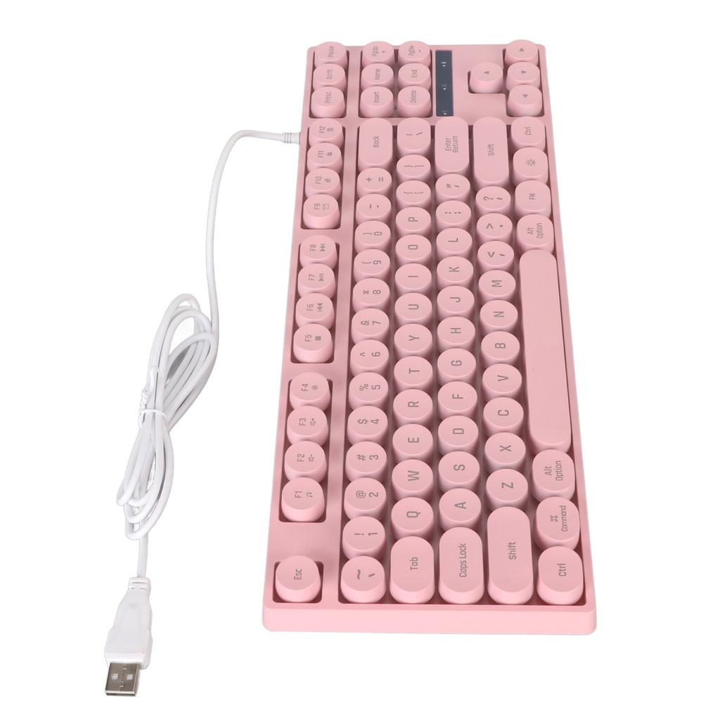Gaming Keyboard USB Round 87 Keys Colorful Backlit Ergonomic Mechanical Touch Wired Keyboard for