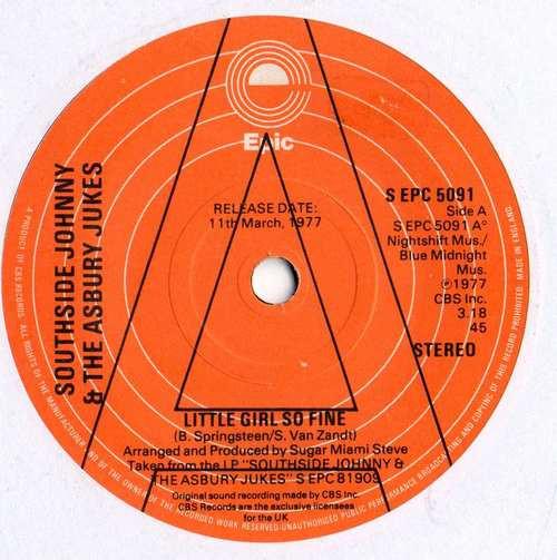 7inch Record SOUTHSIDE JOHNNY & THE ASBURY JUKES - Little Girl So Fine SEPC5091PROMO Epic 1977 UK Rock Used