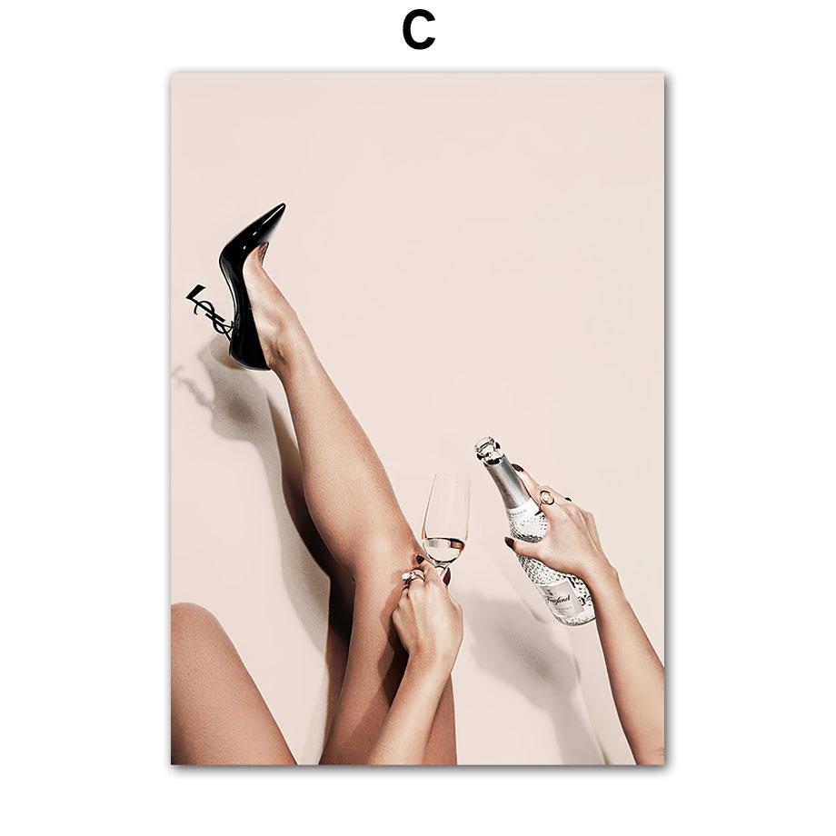Настенное искусство бежевого Парижа, винтажное здание, цветок шампанского, модная девушка, декор для гостиной, холст, живопись, постеры и принты, изображение