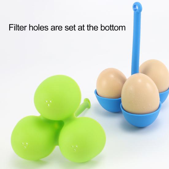 Egg Poacher Food-Grade 3 Holes Temperature Resistance Silicone Egg Cooker Egg Holder Cup Cooking Accessories
