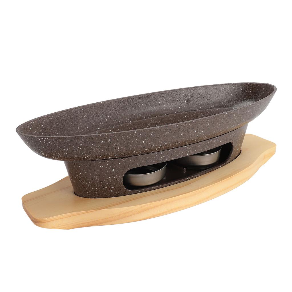 Сковорода-гриль для плиты в форме лодки из алюминиевого сплава с антипригарным покрытием для рыбы и спиртовой плитой для