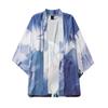 Men's Casual Loose Open Front 3/4 Sleeve Japanese Style Print Cover Up Cardigan
