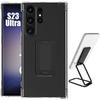 Case for Samsung Galaxy S23 Ultra - Shockproof - Ultra Slim - Transparent - Adjustable Metal Black Stand