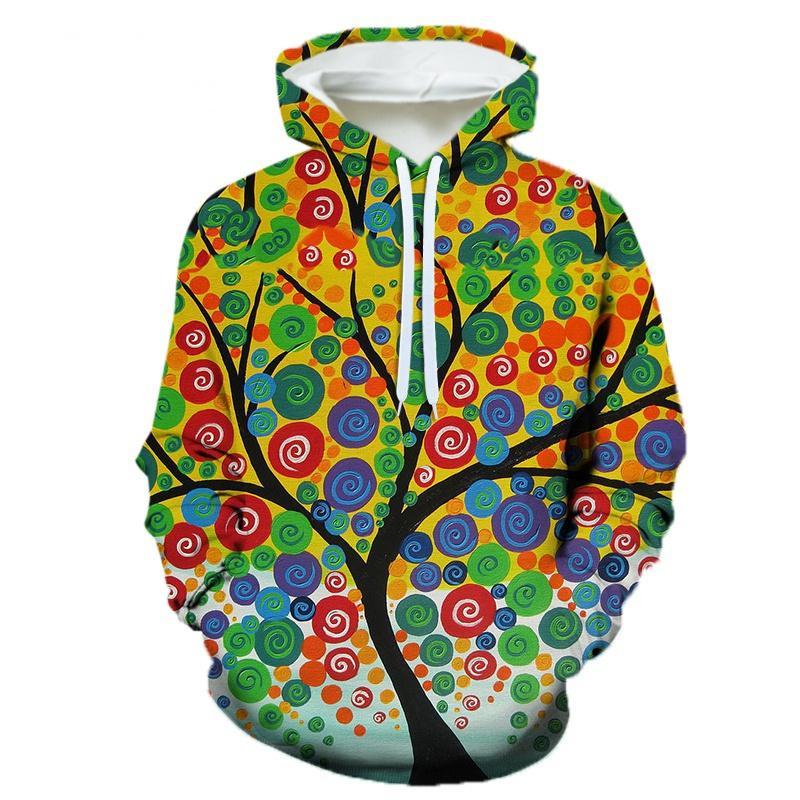 Мужской свитер Fourseason Fashion Creative Tree Psychedelic Printing 3D Fun Hooded Sweatshirt Art Casual Street Men's Sportswear