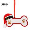 Resin Pet Keepsake for Tree Christmas Ornament, Cute Cat Paw/Bone Shaped Xmas Hanging Decoration Memorial Pendant with Santa Hat Tree, Car Rearview