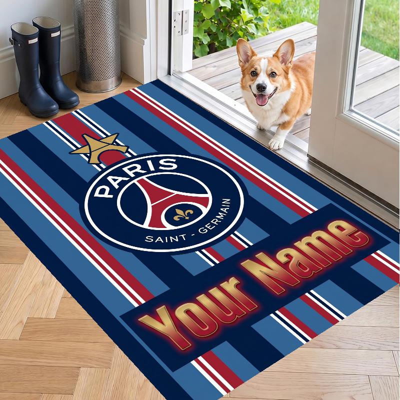 Custom Name Paris Saint-Germain _ PSG Crystal Velvet Floor Rug Personalized Text Soft Carpet Home Decor