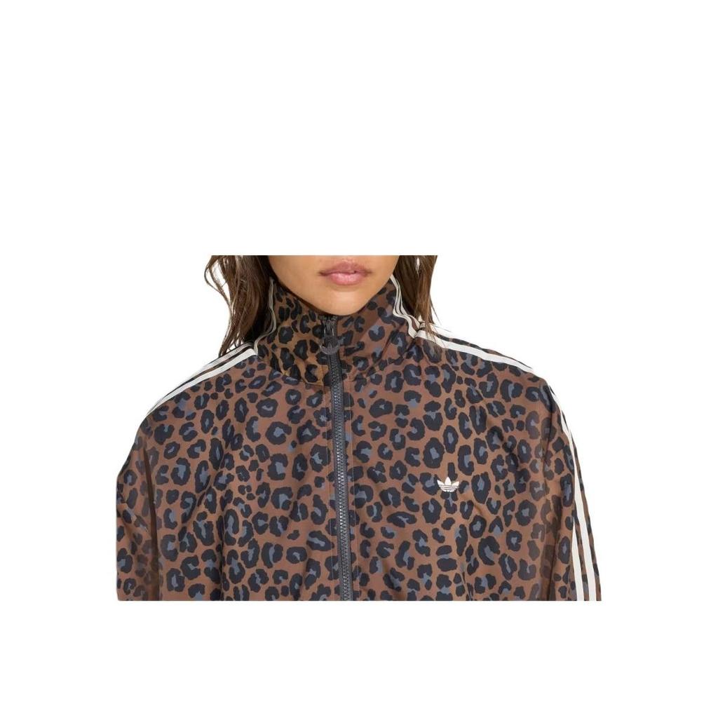 Adidas Originals Animal Print Stand Collar Loose Long Sleeve Jacket Women Jacket Caramel JW7301