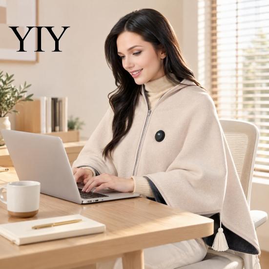 Cordless Electric Blanket USB Heated Shawl, Wearable with 3-Level Adjustable Temperature And Indoor Warming Cape Front Zipper, Hands-Free Warm Poncho