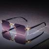 New Men'S Outdoor Driving Sunshade Sunglasses Fashion Women'S Frameless Glasses Men Vintage Designer Shades Uv400 Eyewear