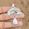 Natural Rainbow Moonstone Gemstone Pendant Fish 925 Sterling Silver Jewelry