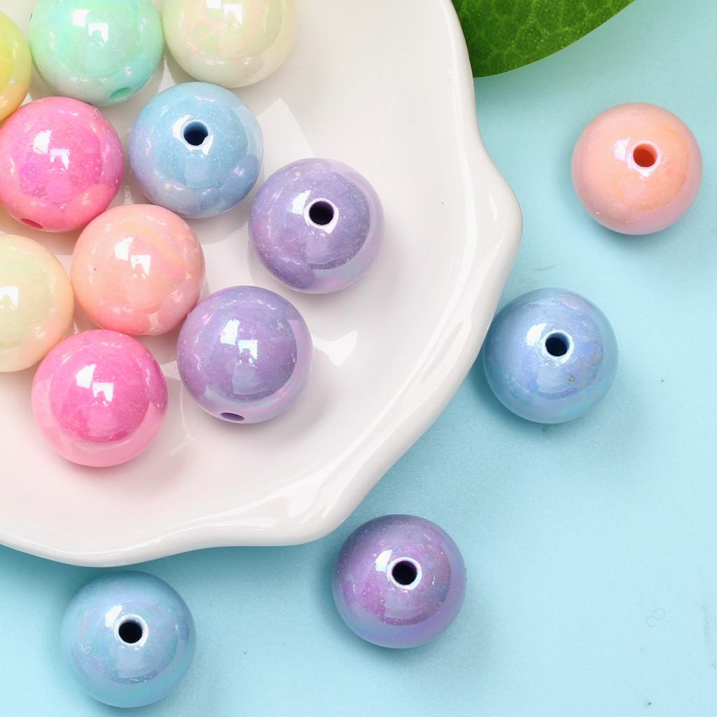 Unisex Fashion 20pcs 4mm Acrylic Bracelet Earring Accessories Jewelry Making Handmade Materials Fashion AB Magic Color DIY Round Loose Beads