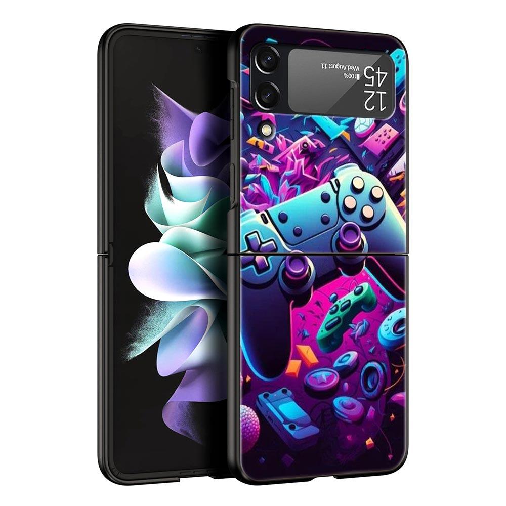 Game Controller Graphic Hard PC Phone Case For Samsung Galaxy Z Flip 7 6 5 4 Black Cover For Galaxy Z Flip 3 Foldable Fundas Bag