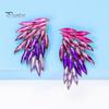 1 пара перьевых шипов в форме крыльев, серьги-гвоздики для ушей, персонализированные цветные стеклянные женские серьги-гвоздики, модные ювелирные изделия, подарок