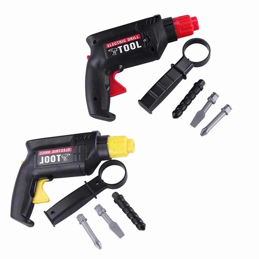 Simulation Electric Drill Maintenance Repair Tool Toy with 3pcs Tips Pretend Play Toy Disassembly Building Game