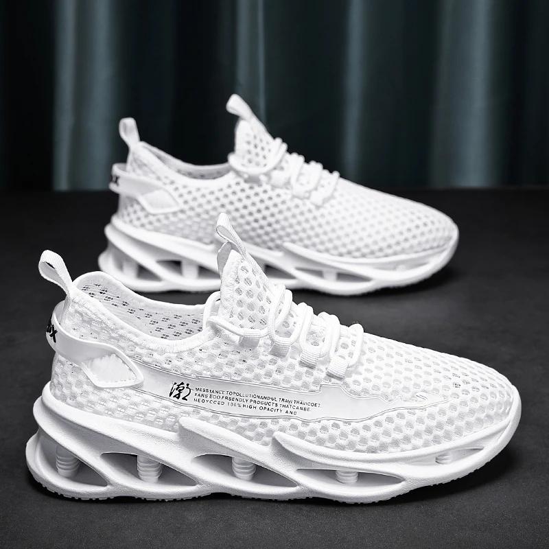 Мода 2024 года, новые летние кроссовки для мужчин, сетчатые дышащие кроссовки для бега и тенниса, спортивные кроссовки для активного отдыха, белые повседневные кроссовки для ходьбы