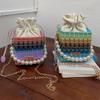 Square Straw Shoulder Bag Elegant Weave Tote Bag Trendy Chain Messenger Box Bag  Daily Use